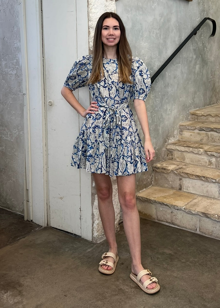 Rosalie Short Sleeve Mini Dress in Ciel