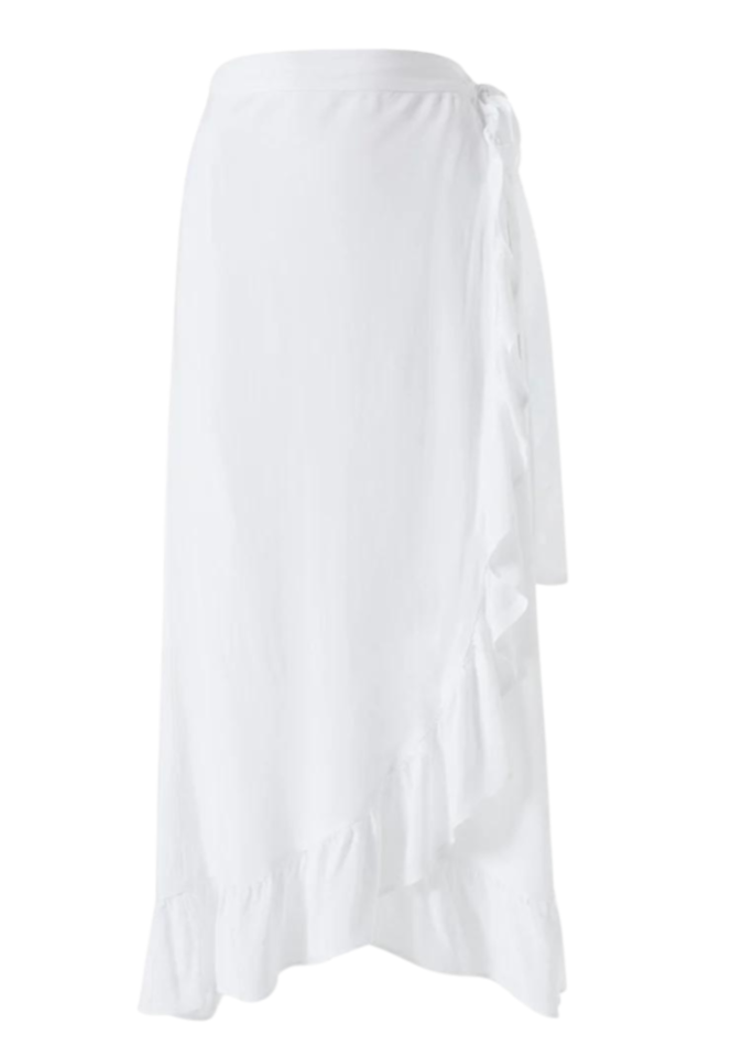 Danni Ruffled Wrap Midi Skirt in White European décor for the