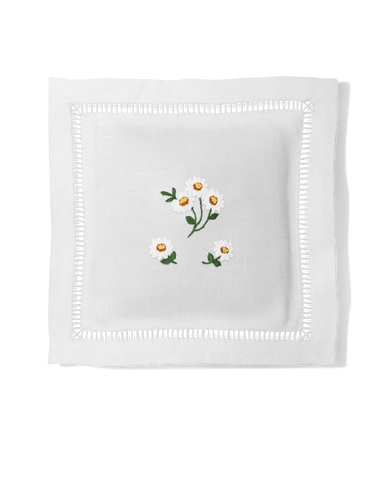 Daisies Scatter Embroidered Lavender-Filled Linen Sachet