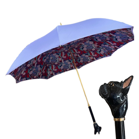 Black Bulldog Handled Long Umbrella in Pucci Purple