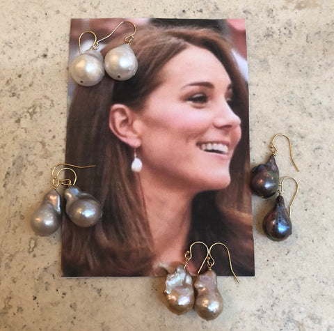Kate Baroque Pearl Earring in Light Grey