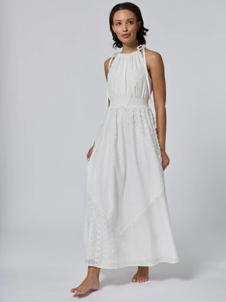 Louisa Heirloom Patchwork Maxi Dress in Ivory