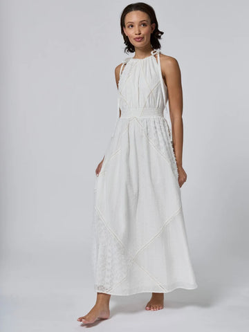 Louisa Heirloom Patchwork Maxi Dress in Ivory
