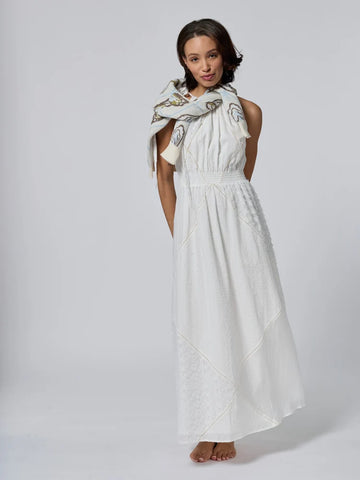 Louisa Heirloom Patchwork Maxi Dress in Ivory