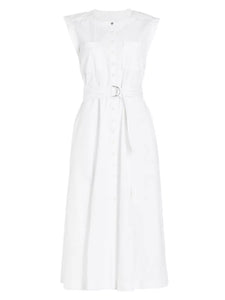 Karina Cap Sleeve Midi Shirt Dress in Blanc