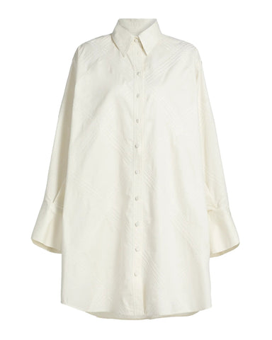 Piper Embroidered Cotton Twill Shirt Dress In Bone