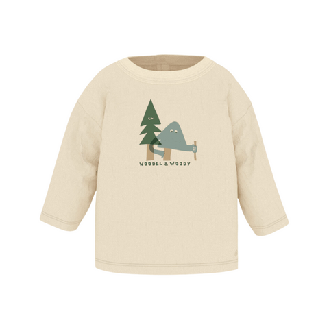 Forest Trees Long Sleeve Graphic Tee in Cream