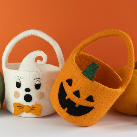 Jack O'Lantern Felt Halloween Bucket