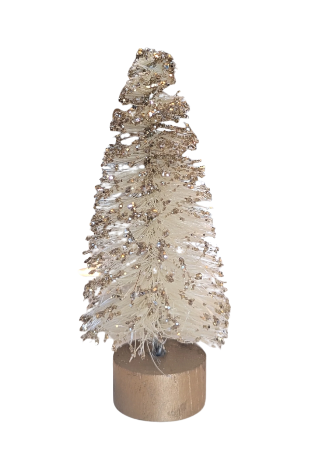 Champagne Glittered Sisal Full Fir Tree with Wood Base