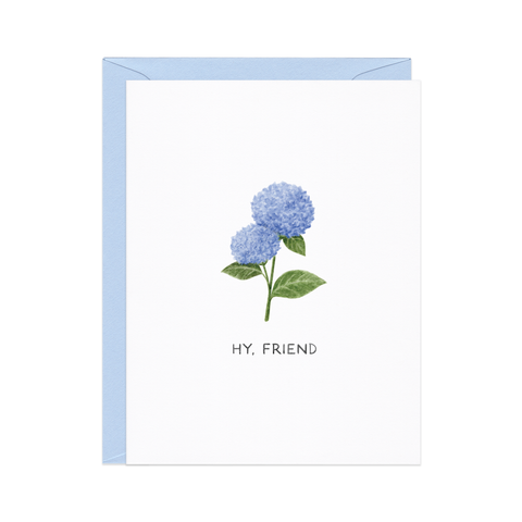 Hi Friend — Blue Hydrangea Floral New England Everyday Card