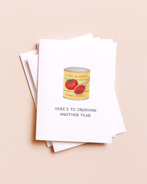 Crushing Another Year — Tomato Pun Birthday / New Years Card