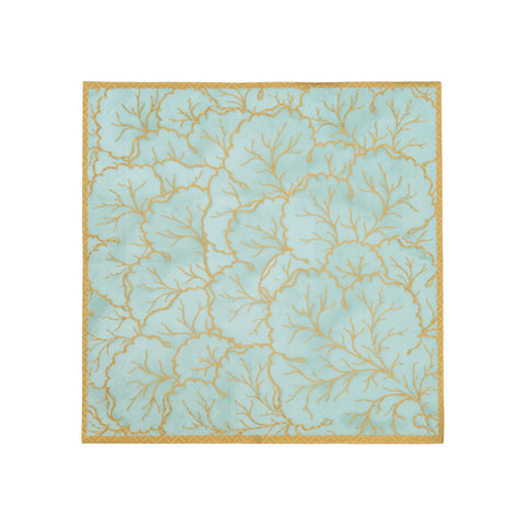 Gilded Majolica Paper Cocktail Napkin Set In Saltwater