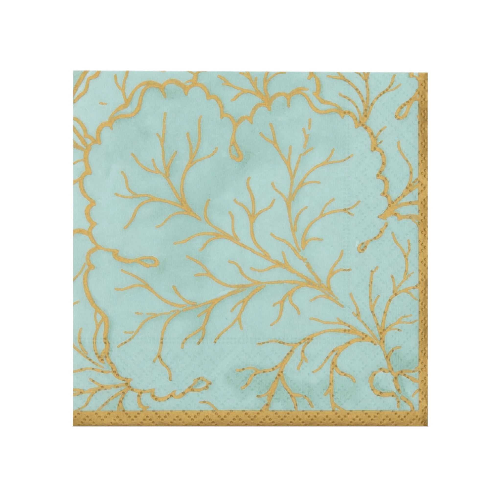 Gilded Majolica Paper Cocktail Napkin Set In Saltwater