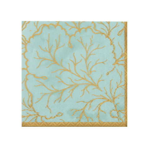 Gilded Majolica Paper Cocktail Napkin Set In Saltwater