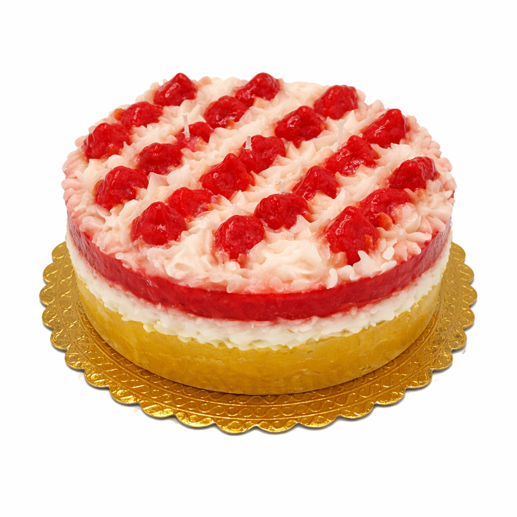Strawberry Bavarian Cream Cake Candle