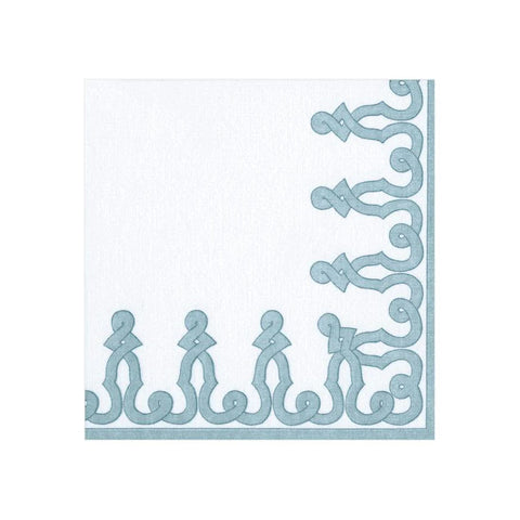 Dessin Passementerie Paper Cocktail Napkin Set In Stone Blue