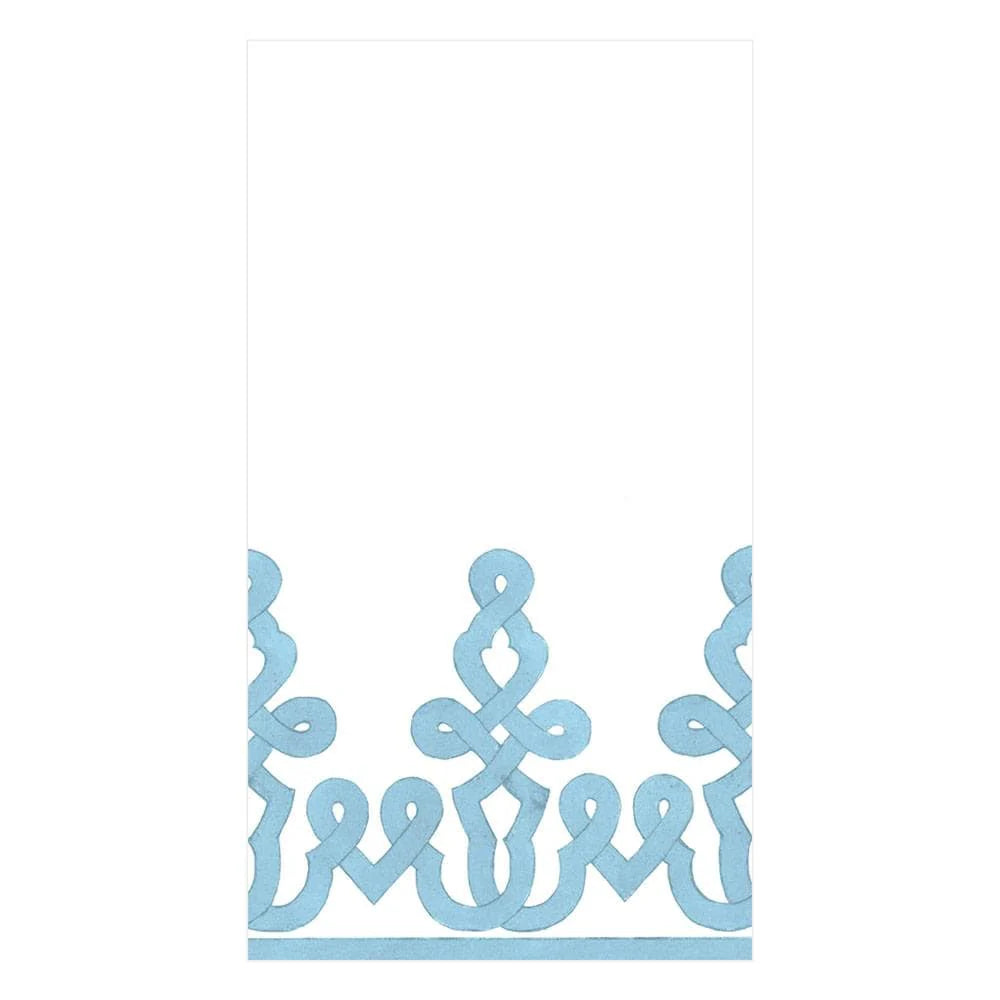 Dessin Passementerie Paper Linen Guest Towel Set In Stone Blue