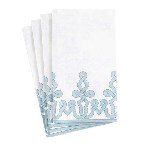 Dessin Passementerie Paper Linen Guest Towel Set In Stone Blue