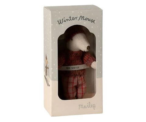 Big Sister Winter Mouse with Ski Set in Rose