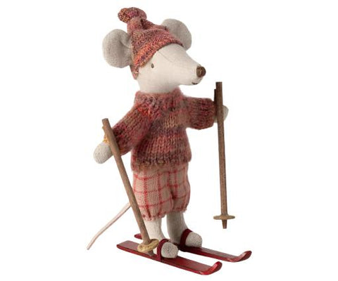 Big Sister Winter Mouse with Ski Set in Rose