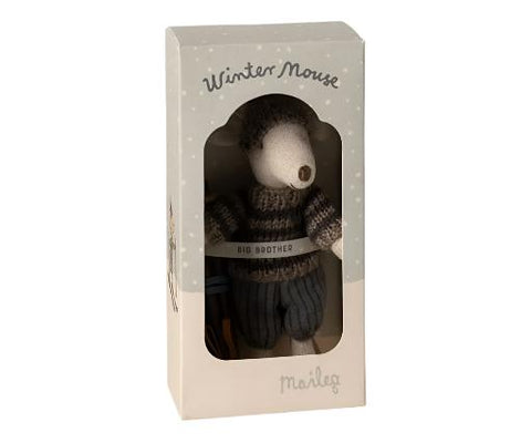 Big Brother Winter Mouse with Ski Set in Dark Grey