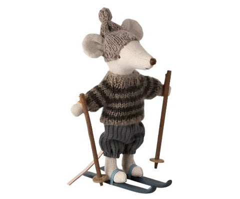 Big Brother Winter Mouse with Ski Set in Dark Grey