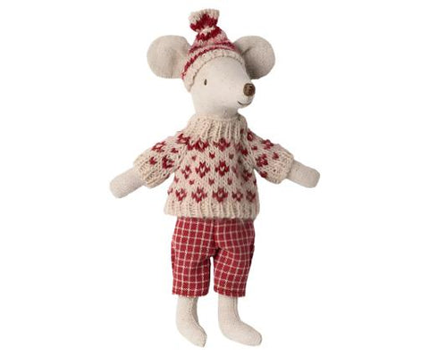 Mum Winter Mouse with Ski Set in Red