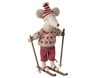 Mum Winter Mouse with Ski Set in Red