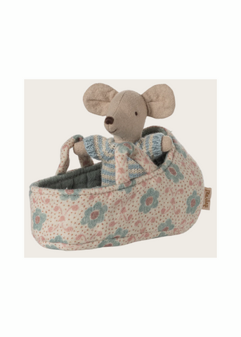 Baby Mouse in Carry Cot in Blue
