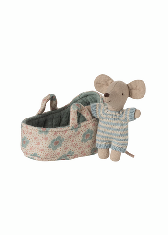 Baby Mouse in Carry Cot in Blue