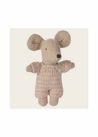 Baby Mouse in Carry Cot in Rose