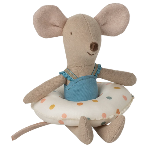 Little Sister Beach Mouse with Float in Multi Dots