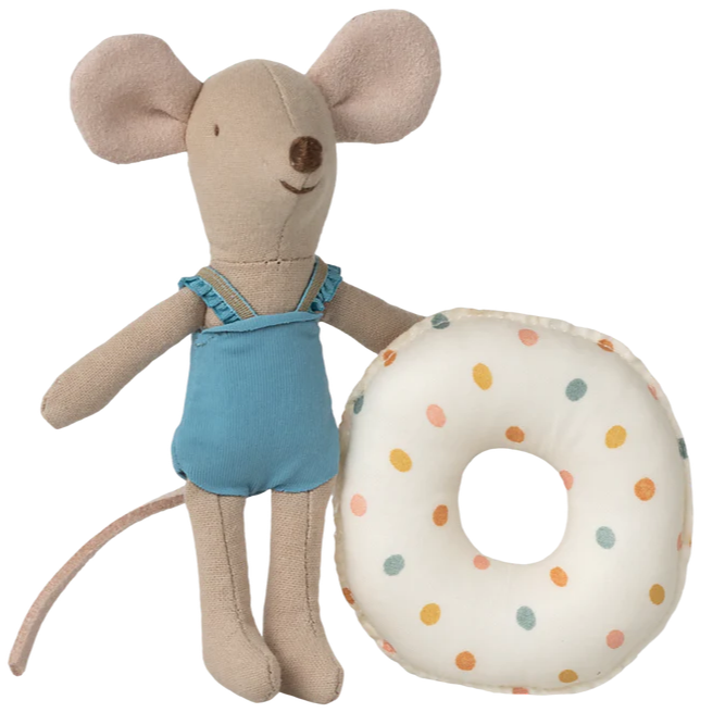 Little Sister Beach Mouse with Float in Multi Dots