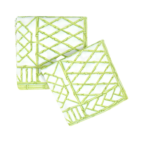 Moss Green Bamboo Screen Paper Cocktail Napkin Set