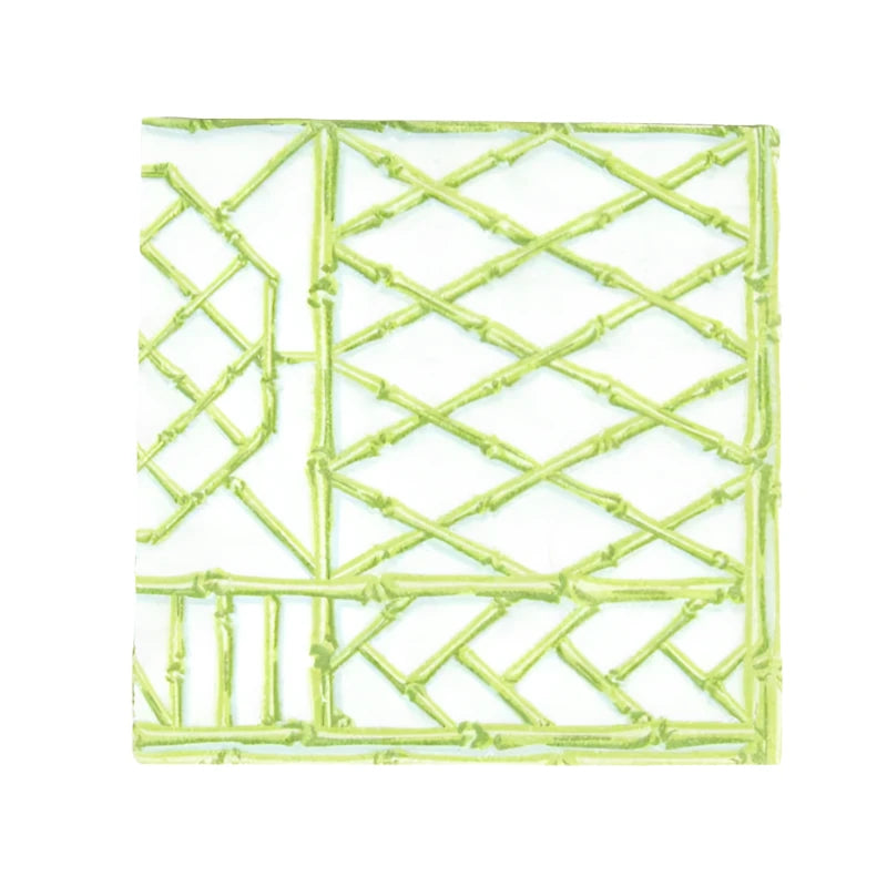 Moss Green Bamboo Screen Paper Cocktail Napkin Set