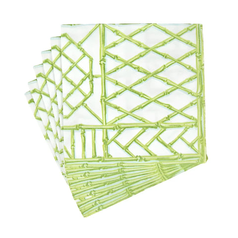 Moss Green Bamboo Screen Paper Dinner Napkin Set