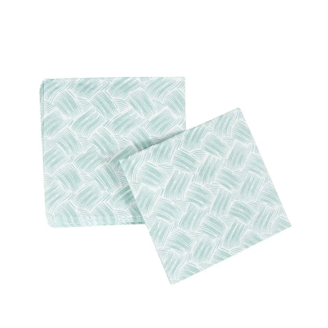 Basketry Paper Linen Cocktail Napkin Set In Mist Blue