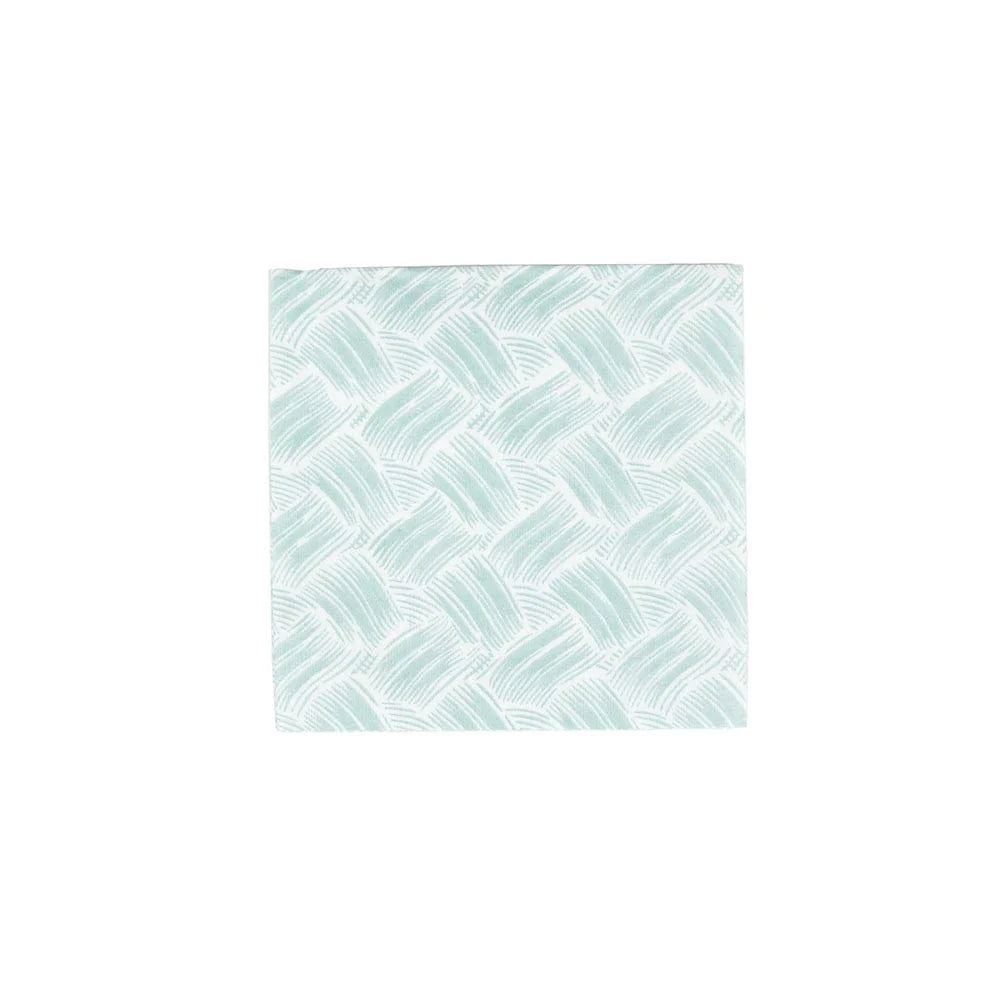 Basketry Paper Linen Cocktail Napkin Set In Mist Blue