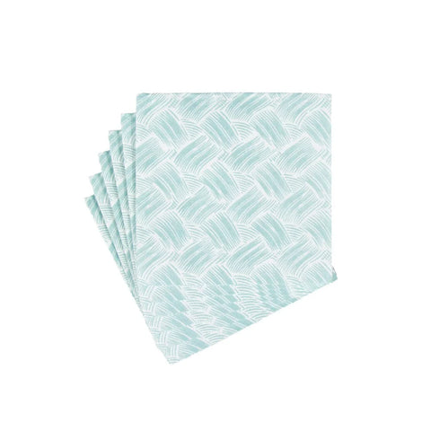 Basketry Paper Linen Cocktail Napkin Set In Mist Blue
