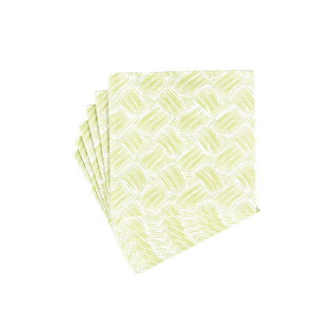 Basketry Paper Linen Cocktail Napkin Set In Moss Green