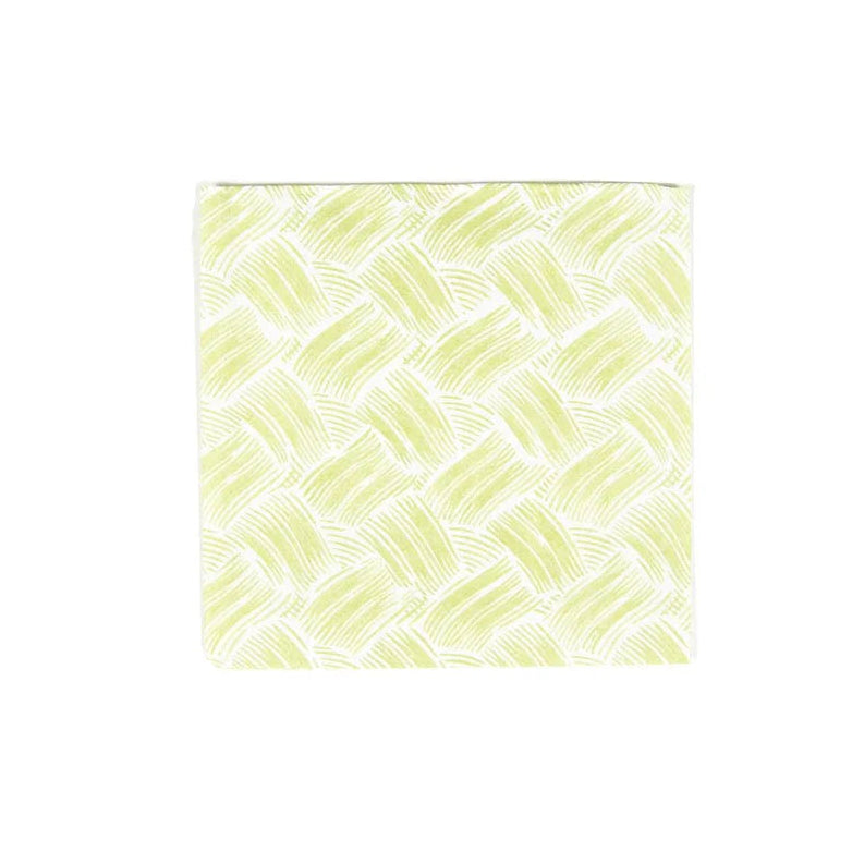 Basketry Paper Linen Cocktail Napkin Set In Moss Green
