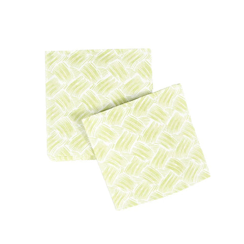 Basketry Paper Linen Cocktail Napkin Set In Moss Green