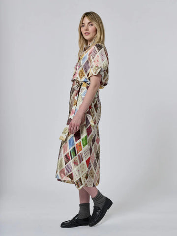 Emerson Diamond Print Silk Wrap Skirt