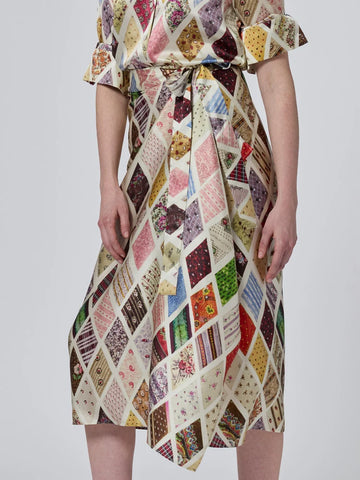 Emerson Diamond Print Silk Wrap Skirt