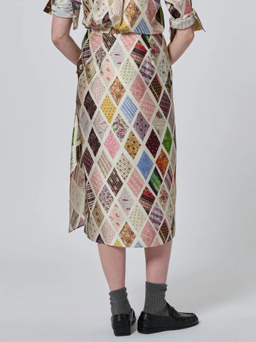 Emerson Diamond Print Silk Wrap Skirt