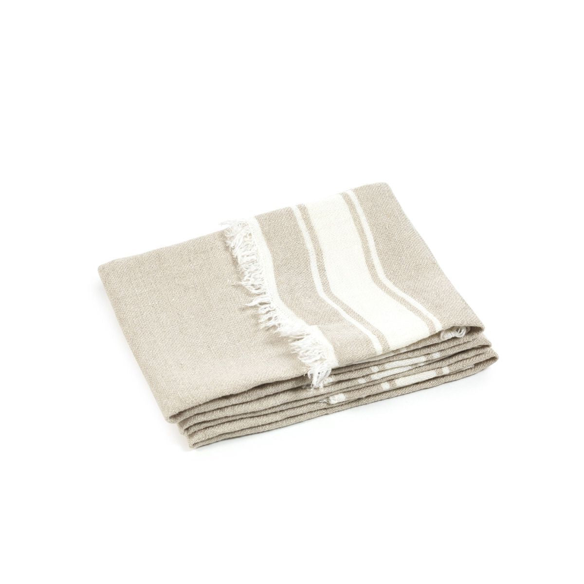 The Belgian Linen Guest Towel in Flax Stripe