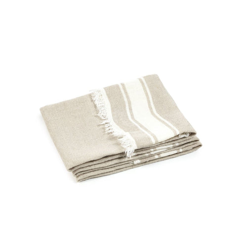 The Belgian Linen Guest Towel in Flax Stripe