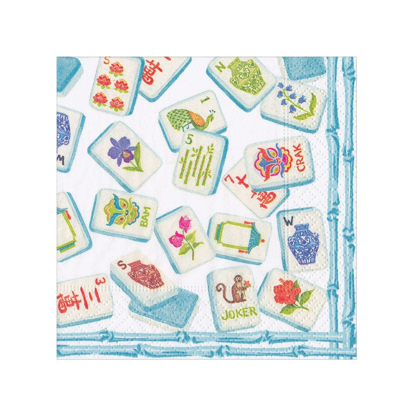 Mahjong Paper Cocktail Napkin Set In Robin's Egg