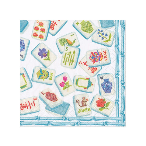 Mahjong Paper Cocktail Napkin Set In Robin's Egg