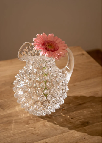 Clear Round Hobnail Pitcher